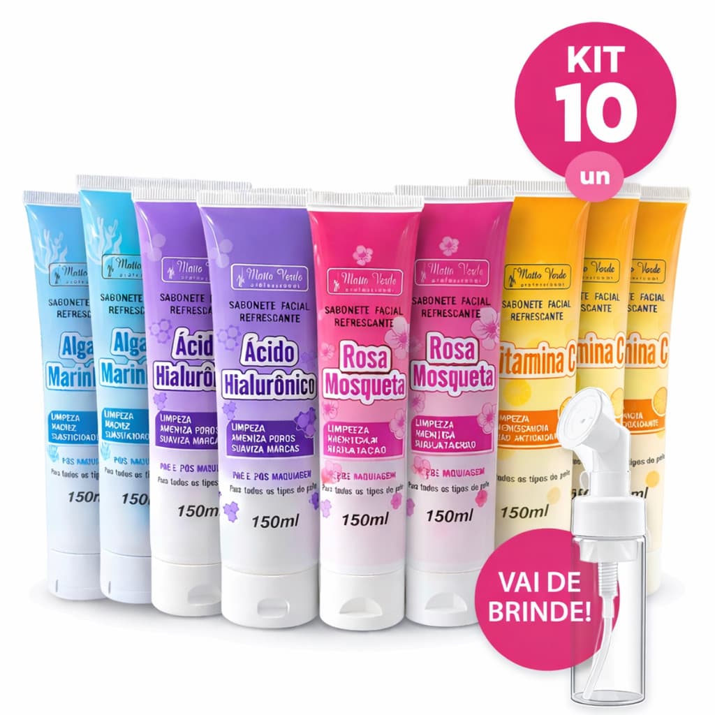 Kit 10 Sabonete Liquido Facial Ultra Hidratante + Brinde Atacado Vitamina C Ácido hialurônico