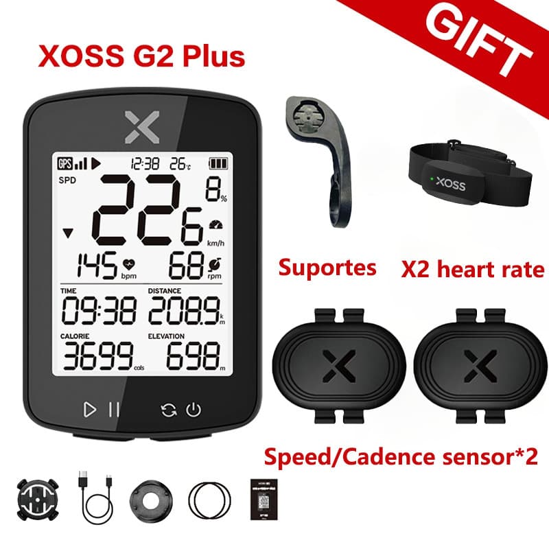 Estoque St Paul XOSS G2 Plus GPS Bike Computer Wireless Bluetooth ANT+Speedometer Waterproof Tracker