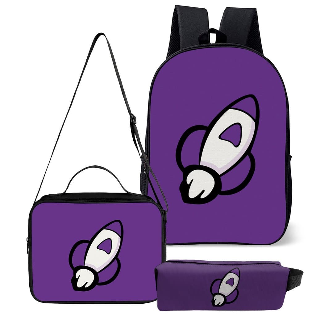 Mochila e Lancheira Termica Simbulo Foguete Roxo Infantil Kit ou Peças Avulsas Rosas