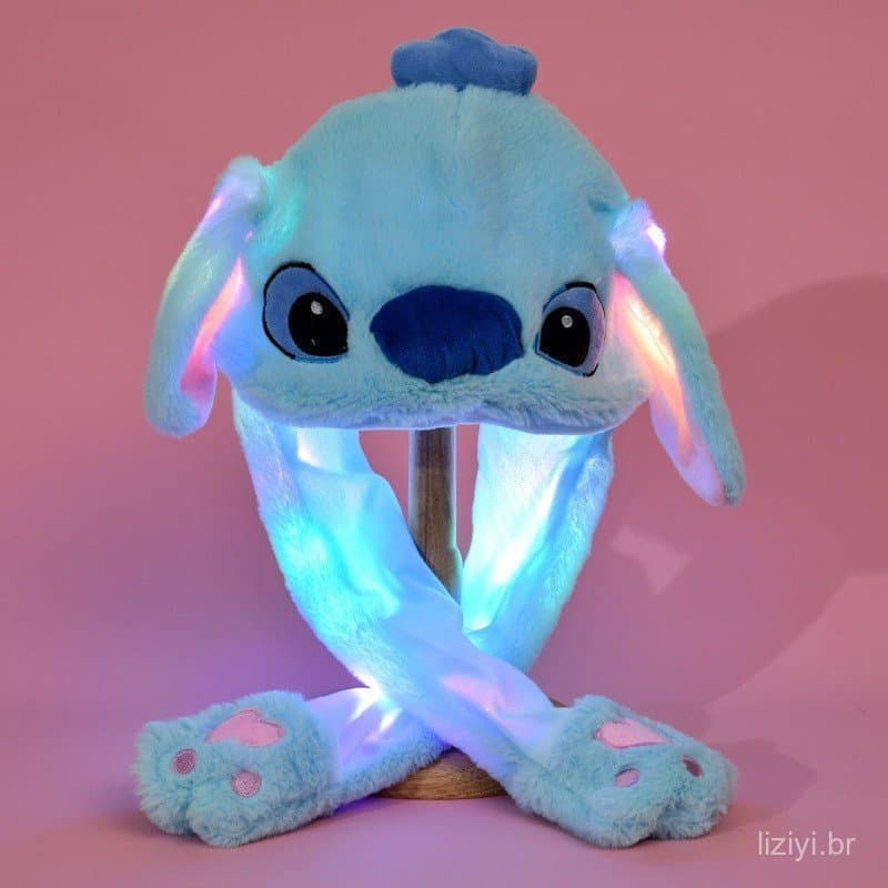 60*30cm Chapéu De Coelho Luminoso Stitch De Pelúcia Chapéu De Pelúcia Com Orelha Stitch