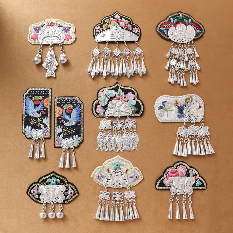 Estilo étnico apresenta mudas não genéticas bordado geladeira adesivos bordado mudas prata borla artesanal Cultural lemb