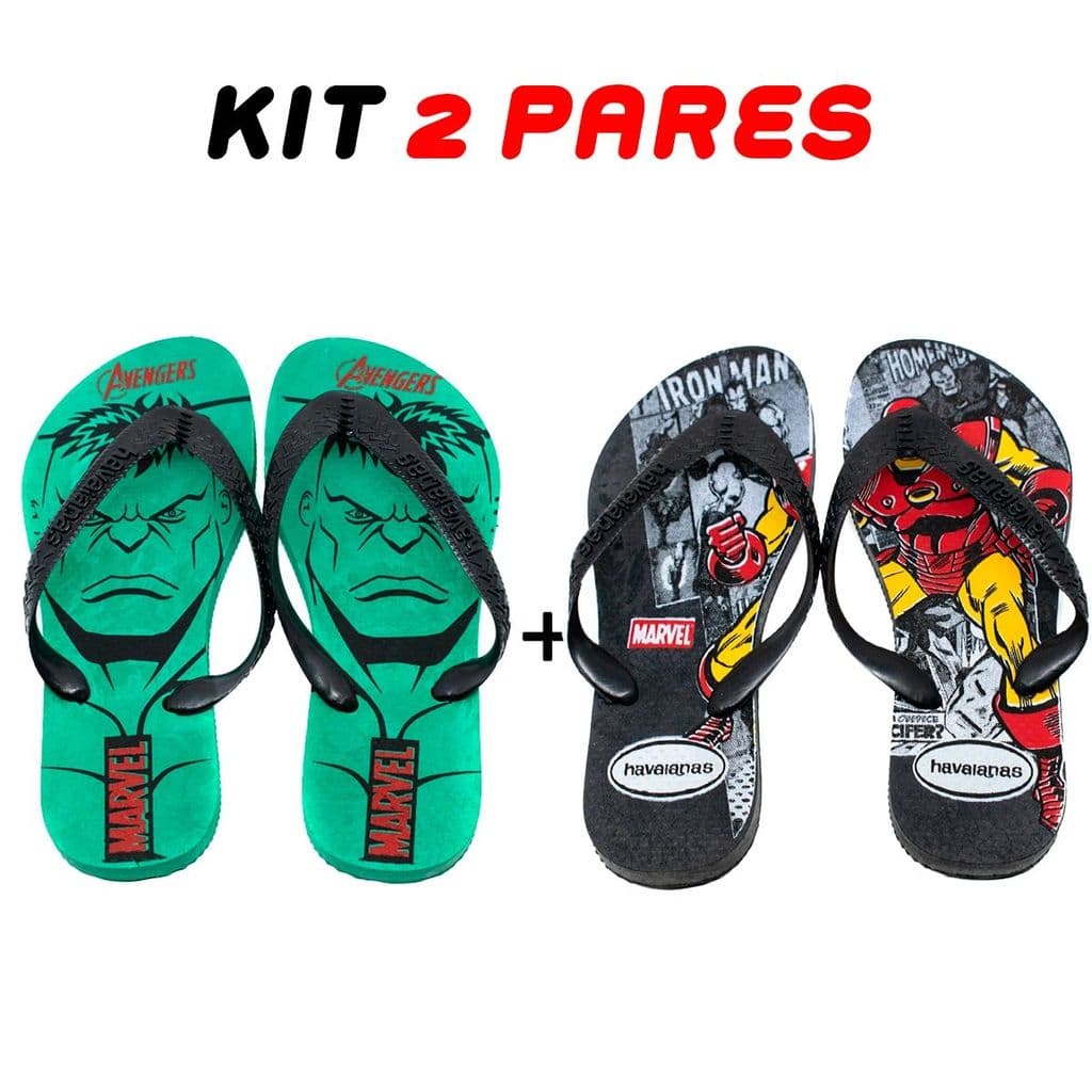 Kit 2 Chinelos Criança Menino Personagens