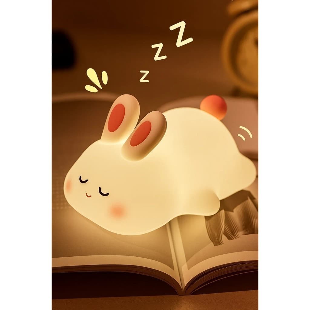 Abajur Coelhinho LED Infantil Branco Luz Noturna Suave Quarto Bebe Mesa Cabeceira Decoracao