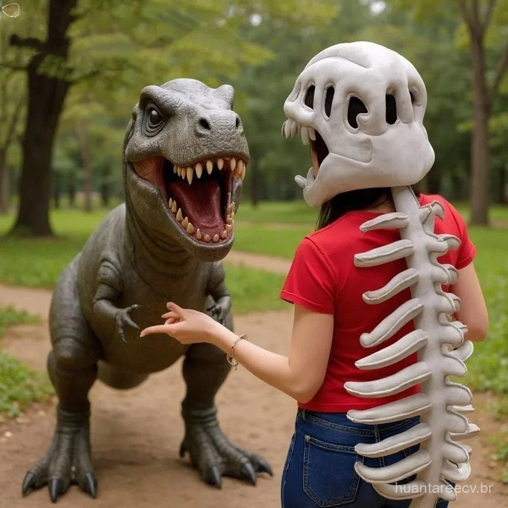 MXBEAUTY Adereços De Esqueleto De Dinossauro Cos , Brinquedos De Pelúcia Macio 3D , Engraçados