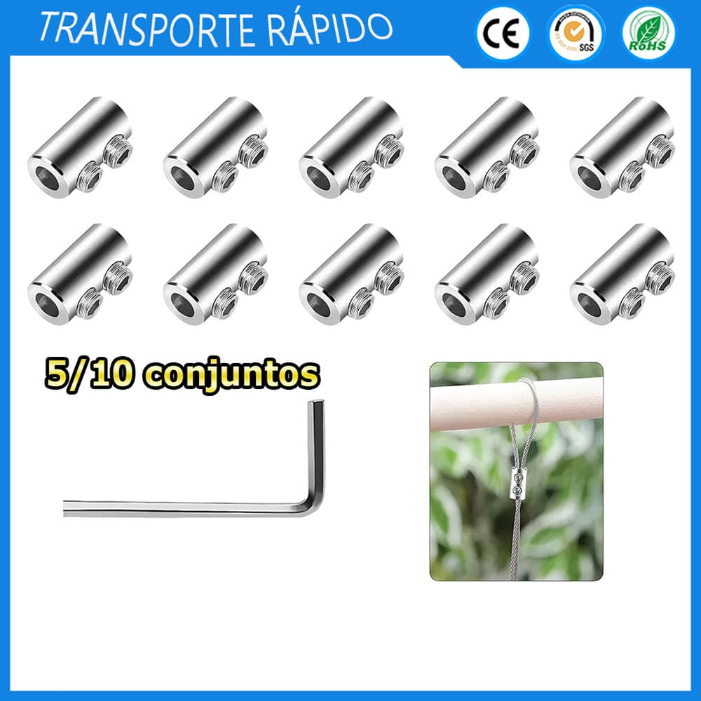 Kit 5/10 Braçadeira para cabo de aço com dois orifícios para cabo de aço de 1,5-2 mm clipe de suspensão para cabo de aço