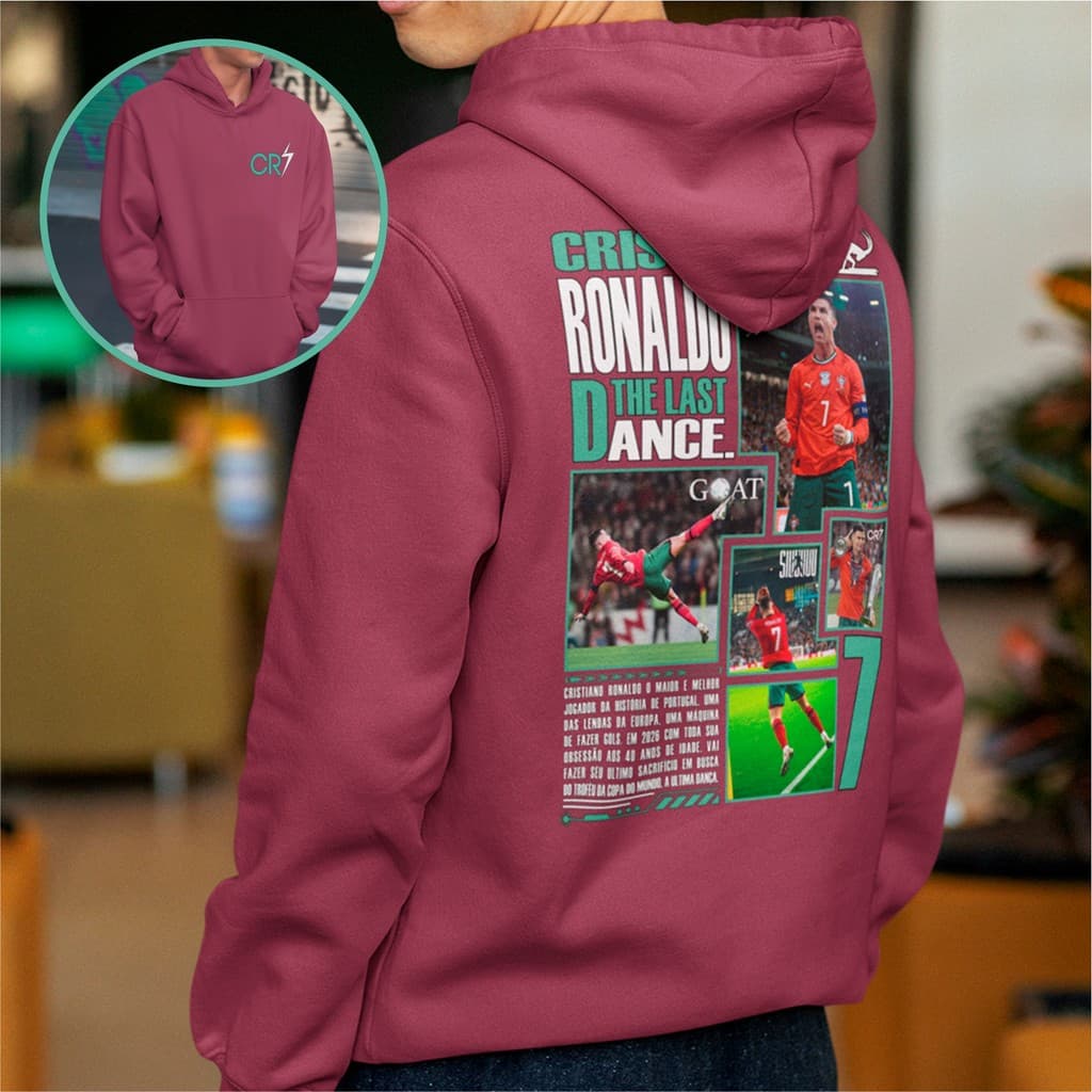 Moletom Masculino Cristiano Ronaldo Portugal CR7 Papai Cris Goat Blusa De Frio Com Capuz Algodão