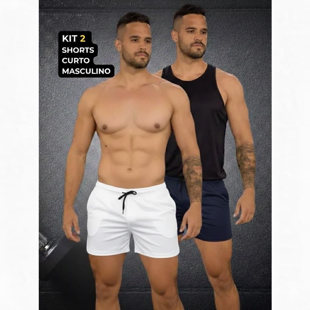 KIT 2 Short Curto Masculino Dry fit Academia Leve Casual Confortável e Ideal para Treinos Intensos LISO
