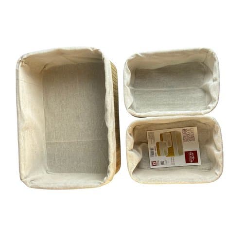 Kit Organizadores Cestos Bambu Porta Objetos Casa Escritório Banheiro Durável