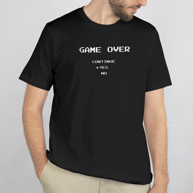 Camiseta Estampa Game Over Videogame Gamer Retrô Minimalista Geek Masculina e Feminina