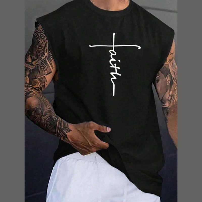 Regata Feminina Oversized Longline Fé Faith Cristã casual dia a dia top