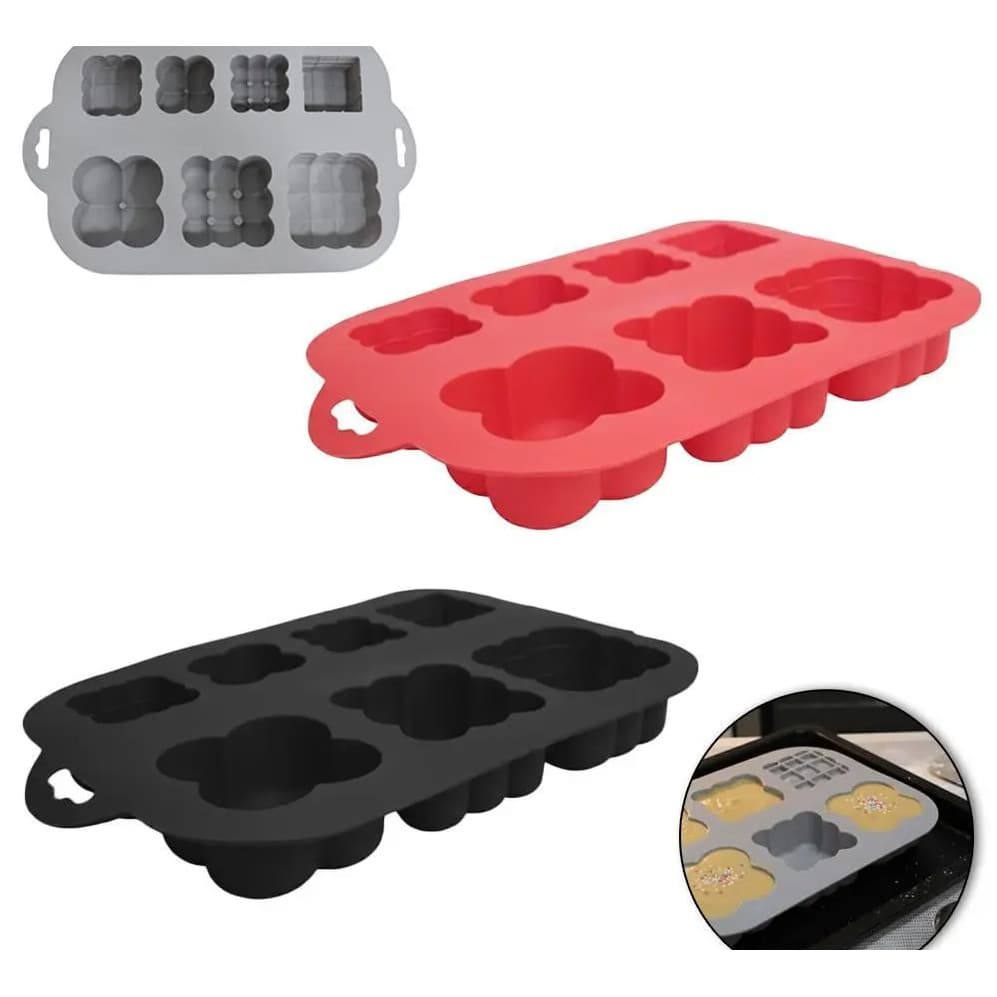 FORMA DE SILICONE RETANGULAR CUPCAKE 7 CAVIDADES