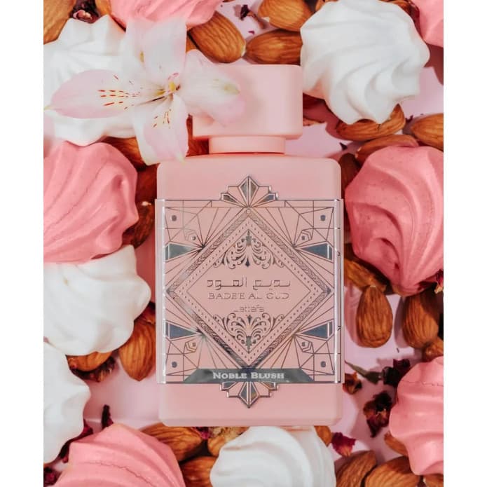 Perfume Arabe Badee Noble Blush Al Oud 100 ml Doçura gourmand amêndoa e merengue Entrega rapida