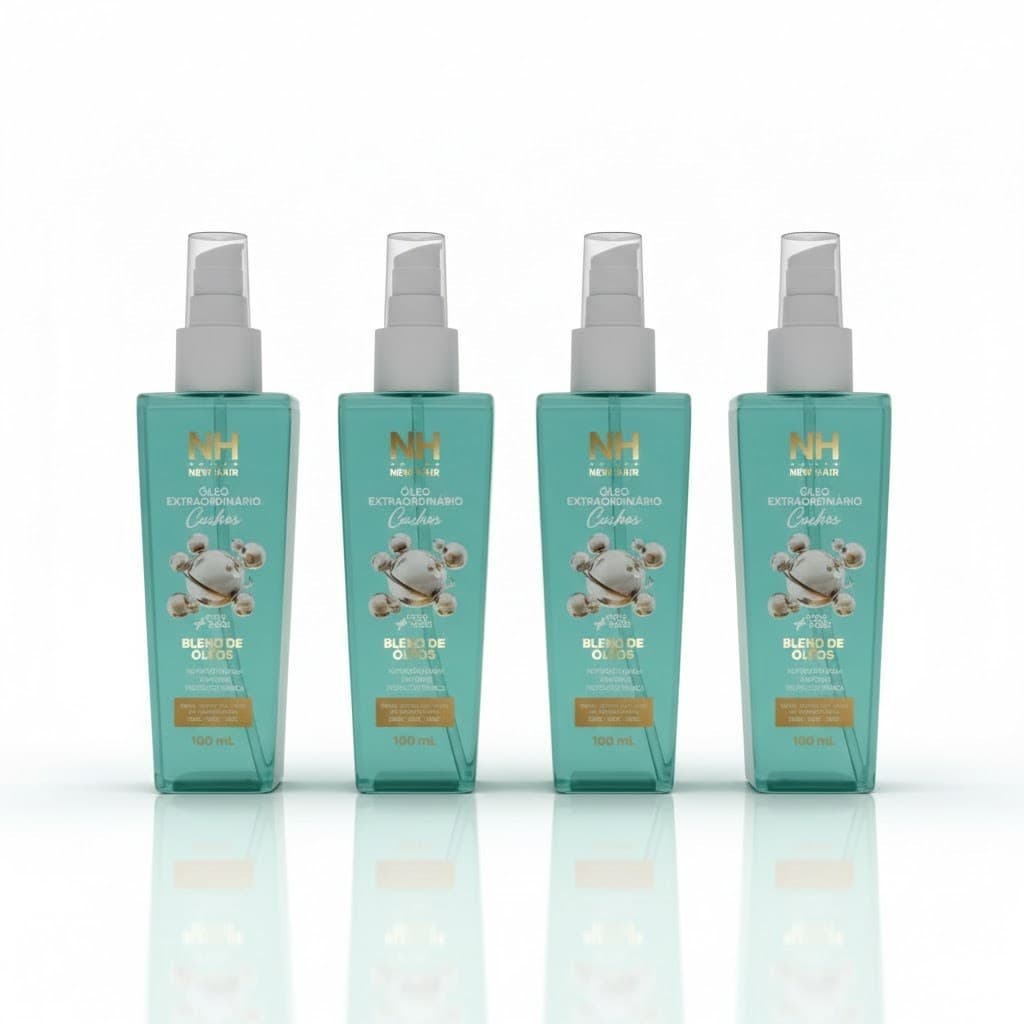 Kit 4 Óleo Extraordinário Cachos 100ml New Hair - Nutrição Intensa Anti Frizz e Proteção Térmica