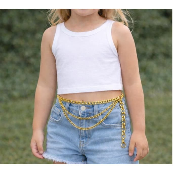 Cinto infantil estiloso 3camadas corrente juvenil 80cm moda blogueirinha