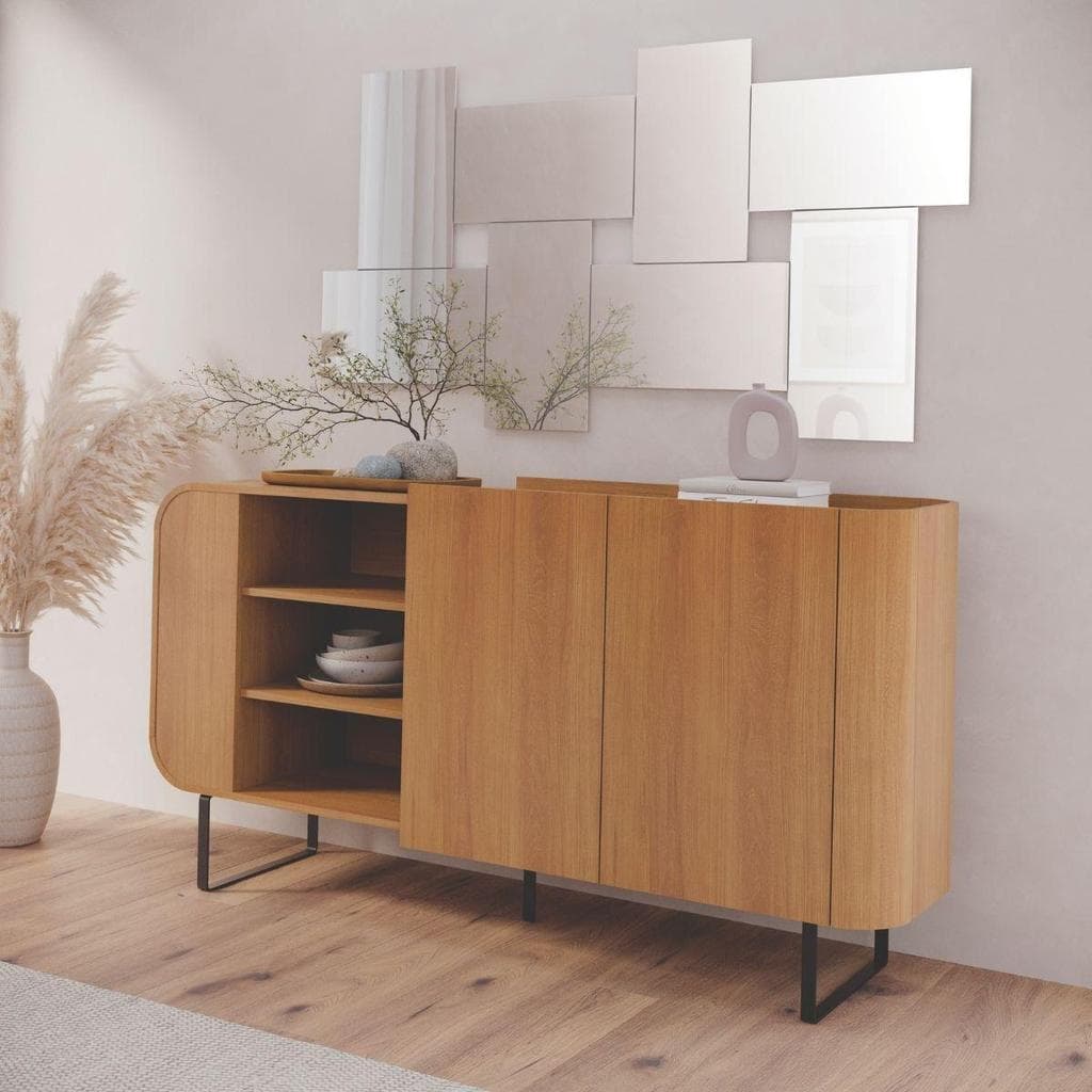 Balcão Buffet Aparador 2 Portas E Nichos Design Industrial
