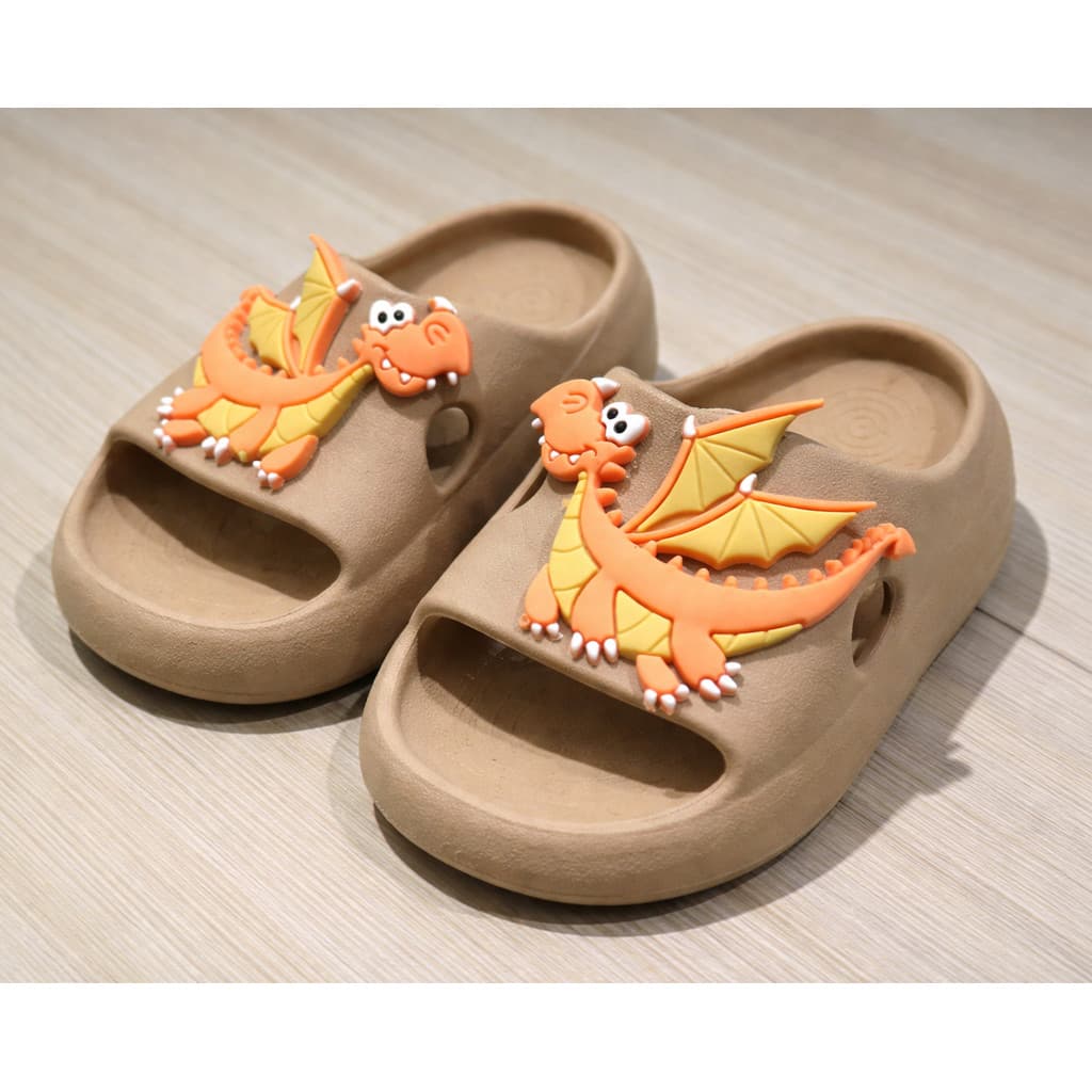 Chinelo Nuvem Sandália Infantil Menino Dinossauro Dragão 3D Antiderrapante Papete Confortável Casual Escolar Dia a Dia