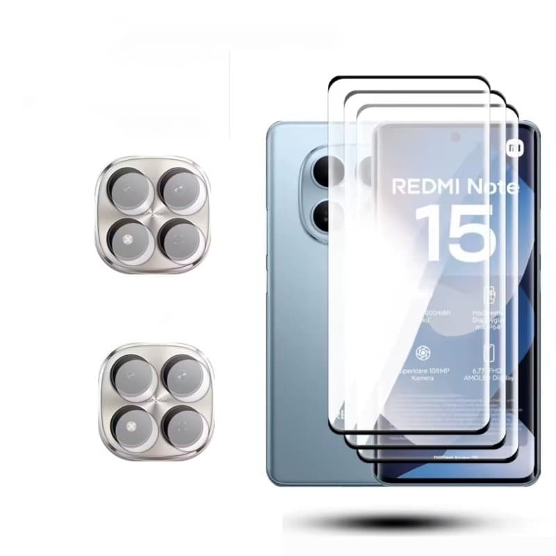 KIT Película vidro curva e câmera para Redmi Note 15 plus 5g Redmi Note 15 4G/5G