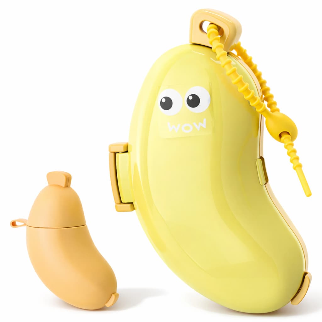 Capa Protetora Escova de Dente Banana 2 em 1 | Porta Escova Portátil Viagem Higiene
