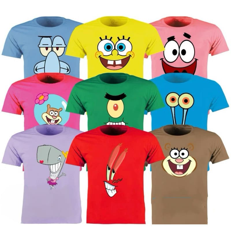 Linda Camiseta Camisa Estampada Personagem Festa Bob Esponja Envio Rapido