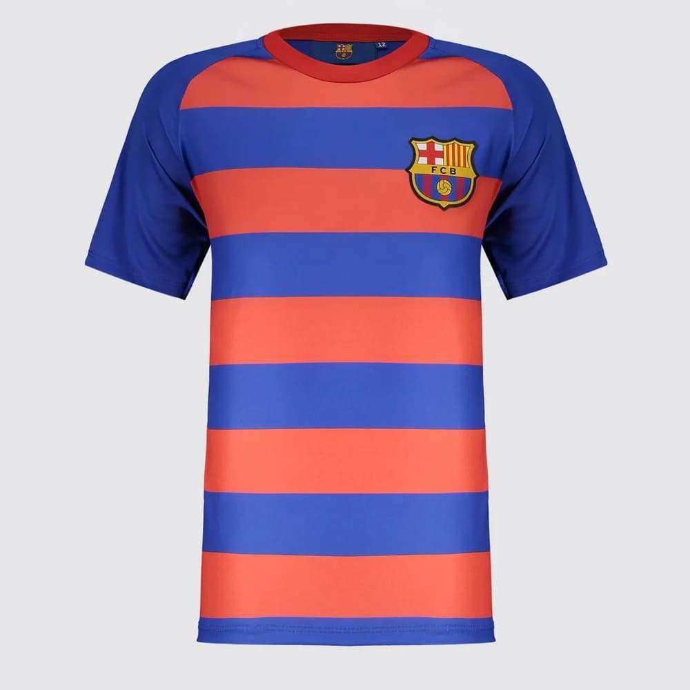 Camisa Barcelona Listrada Infantil Vermelho/Royal