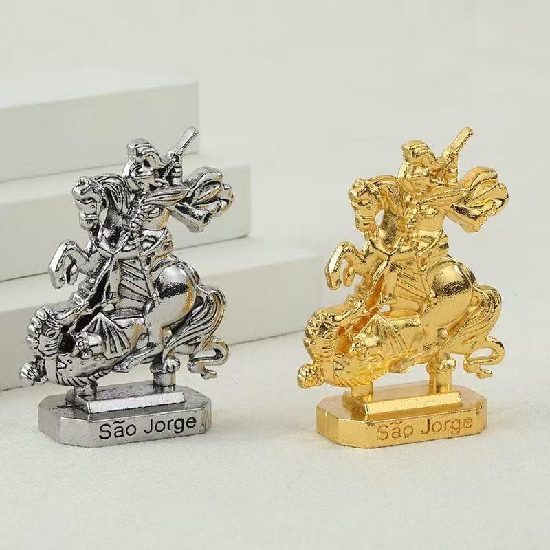 Imagem São Jorge Metal com Base Adesiva