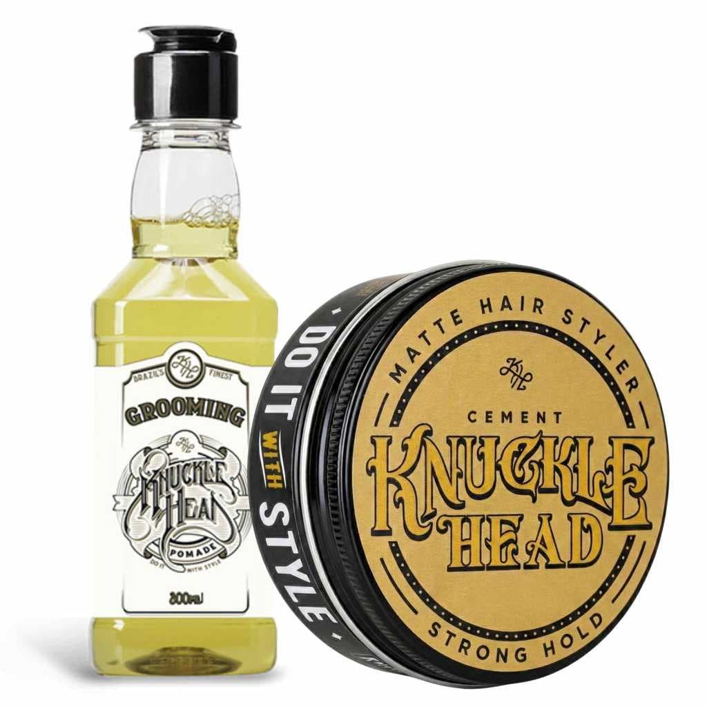 Kit Knucklehead Grooming Modelador 300ml Pomada Cement 100g