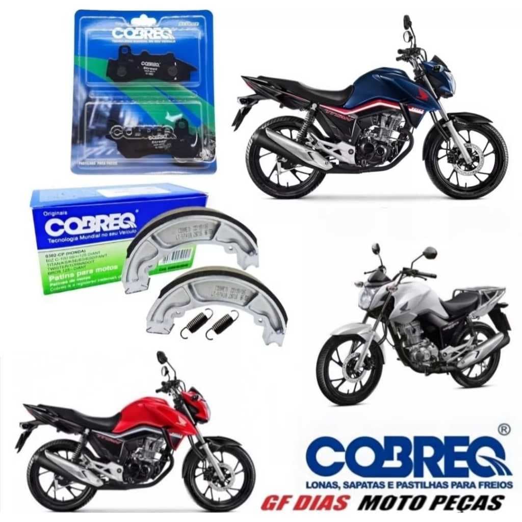 Kit Pastilha Dianteira lona de Freio traseira honda CG Titan FAN CARGO 160 2018 a 2024 CBS  PROMOÇÃO