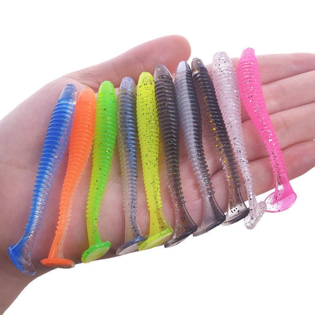 Kit 10 Iscas Artificial Silicone Soft Corpo Espiral realista para tucunaré dourado robalo traira premium