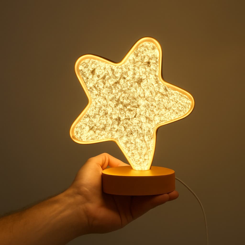Luminária Abajur LED Touch USB Decoração Luz Quarto Estrela Cristal Presente Clarear Lanterna  Casa