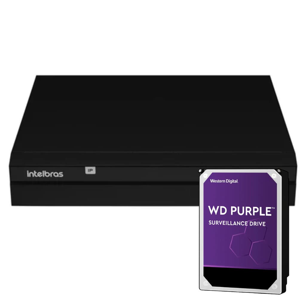KIT GRAVADOR DIGITAL DE VIDEO NVD 1408-P AM FULL HD + HD 1TB WD10PURZ INTELBRAS