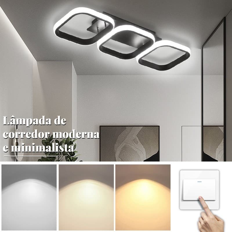 Luminária De Teto Moderna , LED , Lustre 3/1 Para Quarto , Sala De Estar , Escritório , Corredor , Cozinha