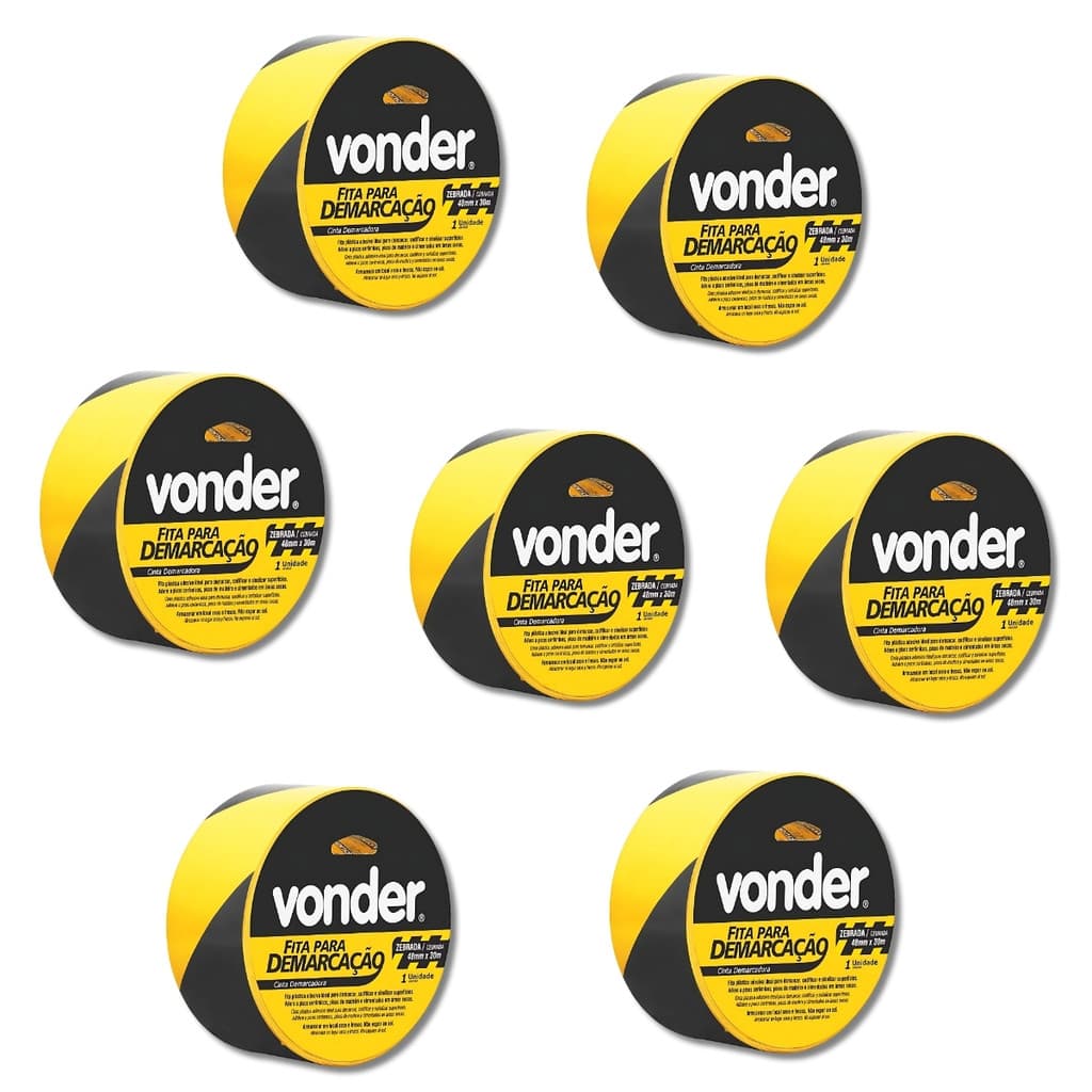 Kit 7 Fitas P/ Demarcação 48mmx30m Zebrada - Vonder