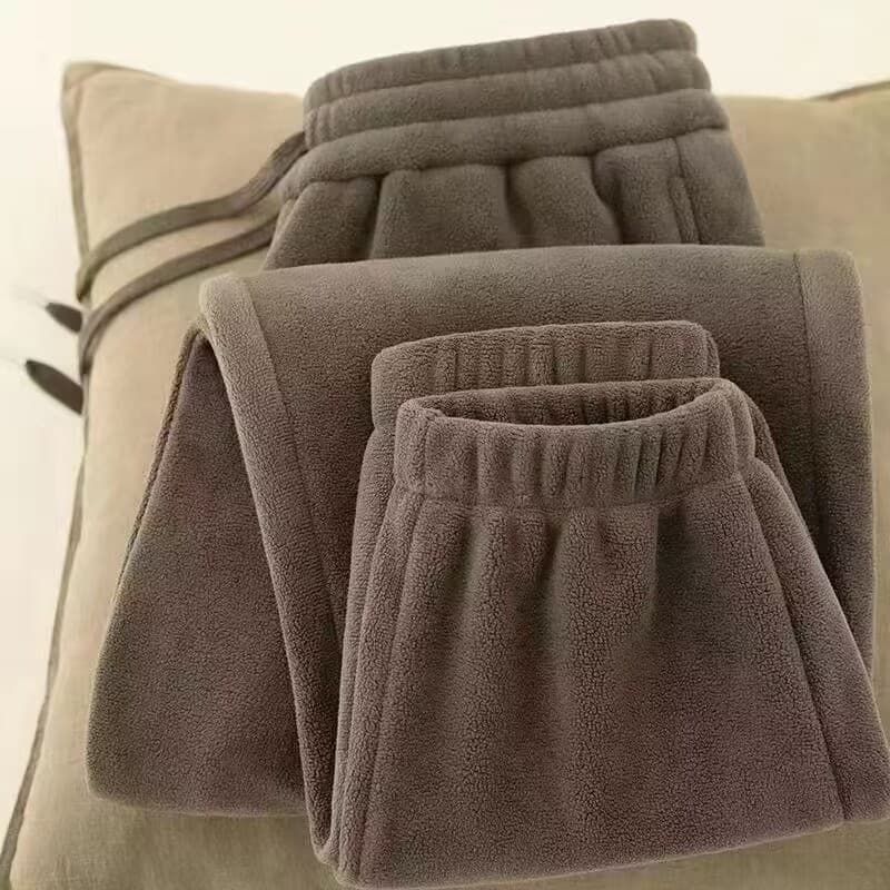 Calças casuais masculinas pesadas de lã de inverno à prova de lã à prova de frio calças quentes com cordão soltas grande