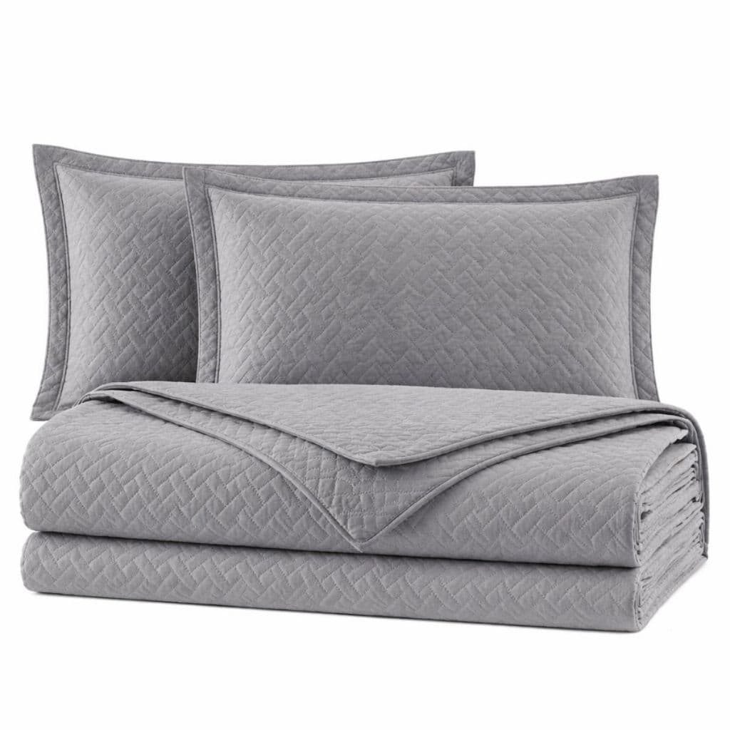 Colcha Cocha Coxa Cobre Leito Jogo Roupa Cama Casal 3 Pçs Basico Simples Edredom Macio Grosso Cinza