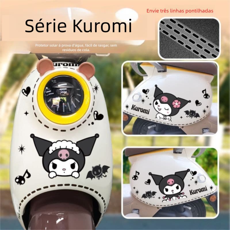 Adesivo Kuromi para Moto e Scooter – Decal Cartoon Impermeável Anti-Risco Decorativo