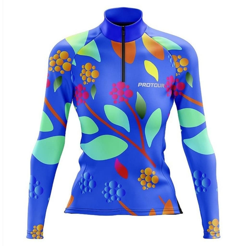 Camisa Ciclismo Feminina Dry Fit com Proteção UV Bike MTB Speed Pro Tour Flores