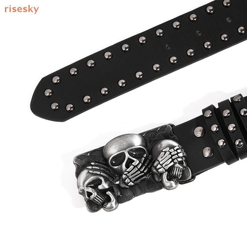 [risesky] Cintos Punk De Designer Para Mulheres , Marca De Alta Qualidade , Rebite De Caveira , Unissex , Cintura Mascul