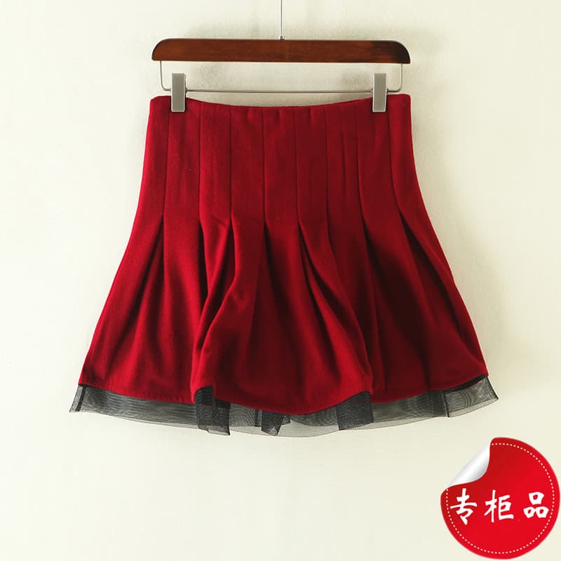 Irmã Youpin 2017 novo estilo feminino verão pequeno fresco cor sólida plissado zíper lateral saia curta guarda-chuva sai