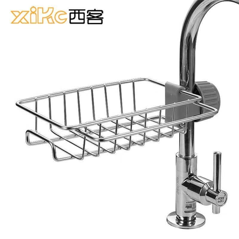 Cozinha banheiro torneira rack de aço inoxidável esponja dreno rack ajustável pia rack armazenamento pano rack