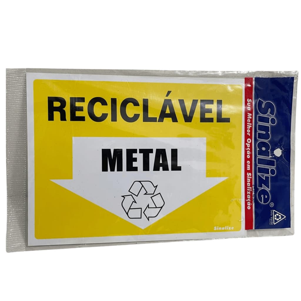 Placa Sinalize Indicativa Material Reciclável Metal 15x20