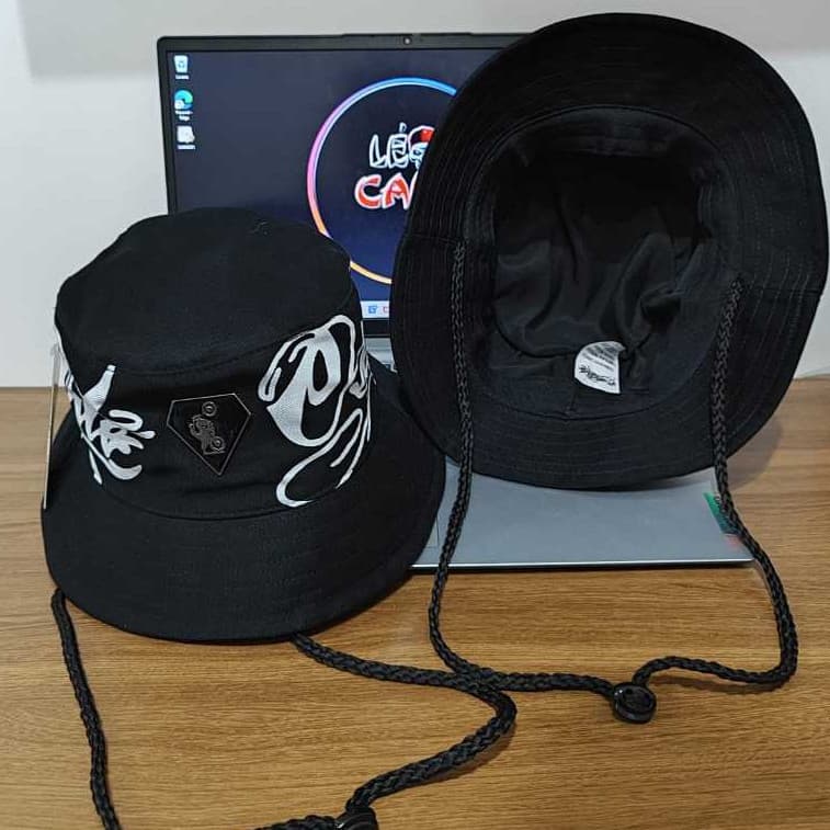 Chapéu Bucket Letreito Osascorte Streetwear Cata ovo Pescador com Cordinha Regulável ajustável Aba média Proteção Solar