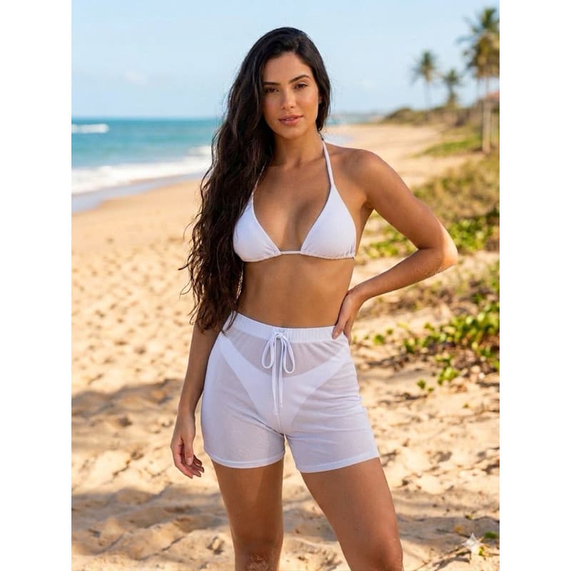 saída de praia feminina -short de praia  feminino short transparente