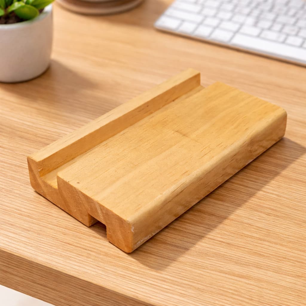 Suporte de Madeira Celular Tablet para Mesa Escritório Bancada