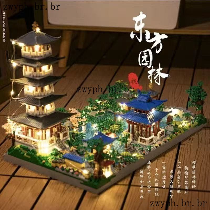 Compatível com LEGO China Suzhou Street View Garden, Blocos de Construção de Micro Partículas, Brinquedos de Tijolos DIY