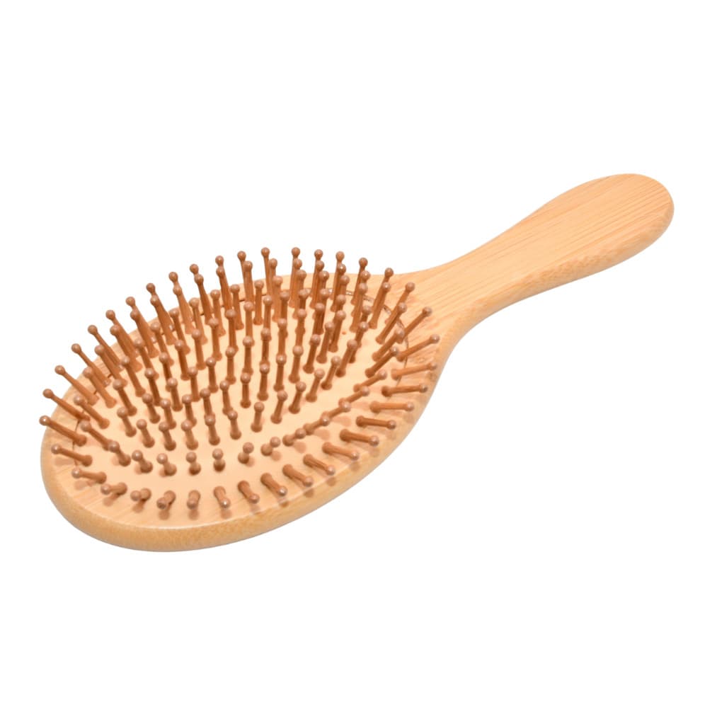 Escova de Cabelo Antiestático 100% de Bambu com Cerdas Arredondadas Para Escovar Cabelo