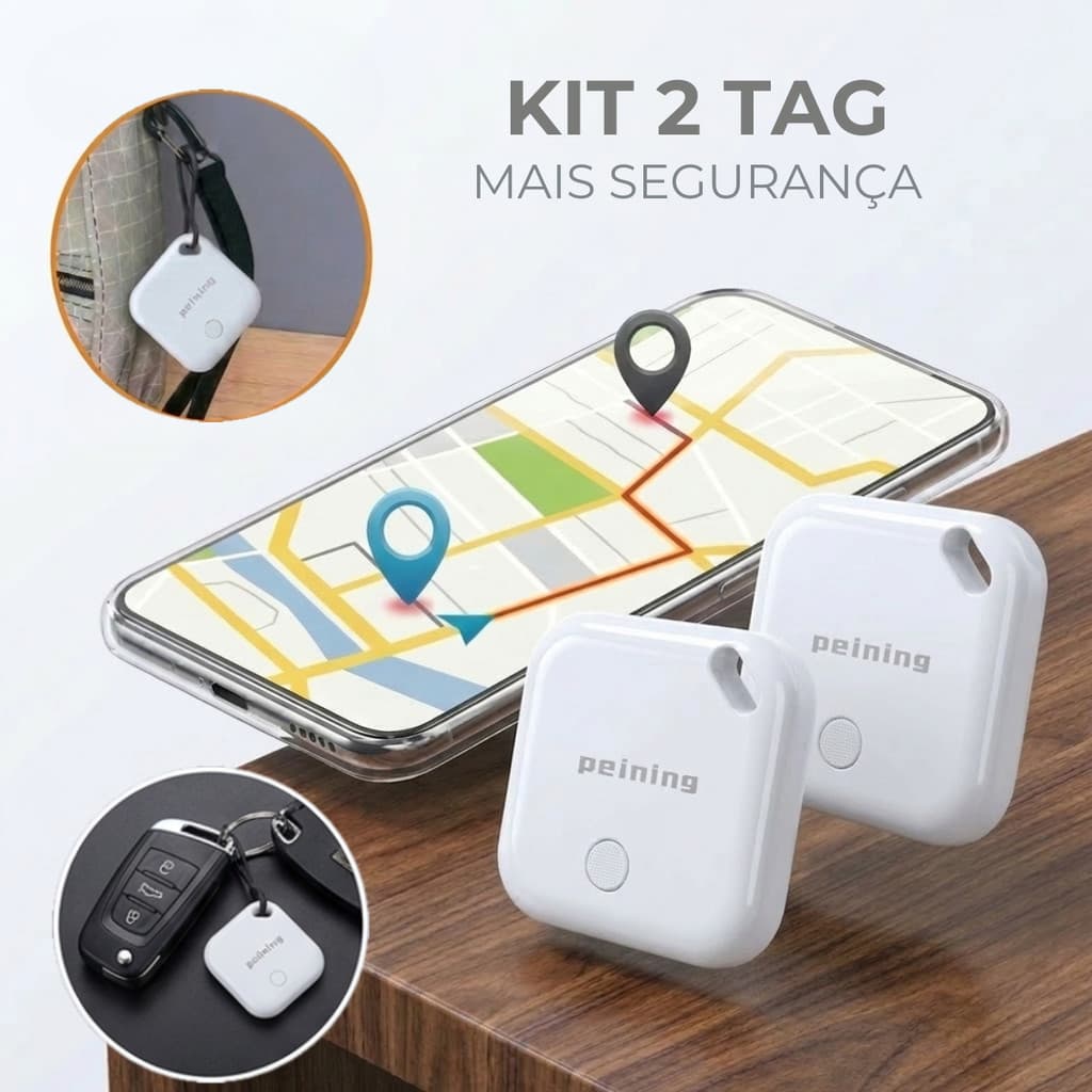 Kit 2 Peças Tag Rastreadora Mini Localizador Alta Precisão Branco