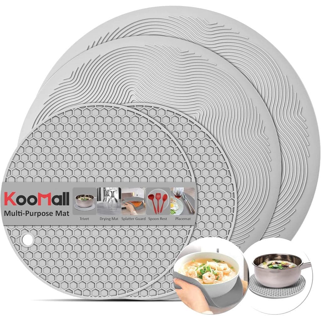 4 em 1, Protetores de Silicone KooMall para Pratos Quentes, Panelas e Frigideiras & Tapete Multiuso para Micro-ondas, Pr