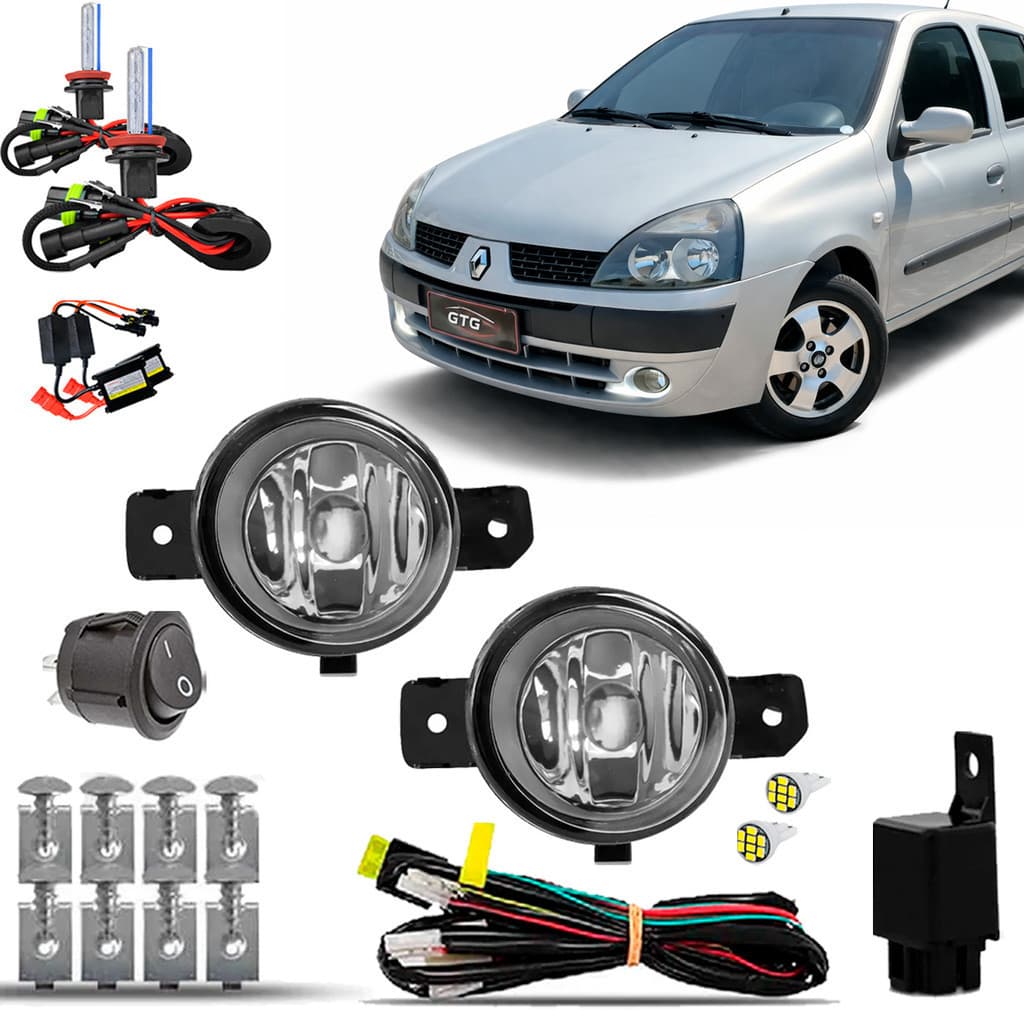 Kit farol de Milha Farolete Cibie Neblina Completo Clio 2006 2007 2008 2009 2010 2011 2012 2013 2014 2015 16 Xenon 8000K