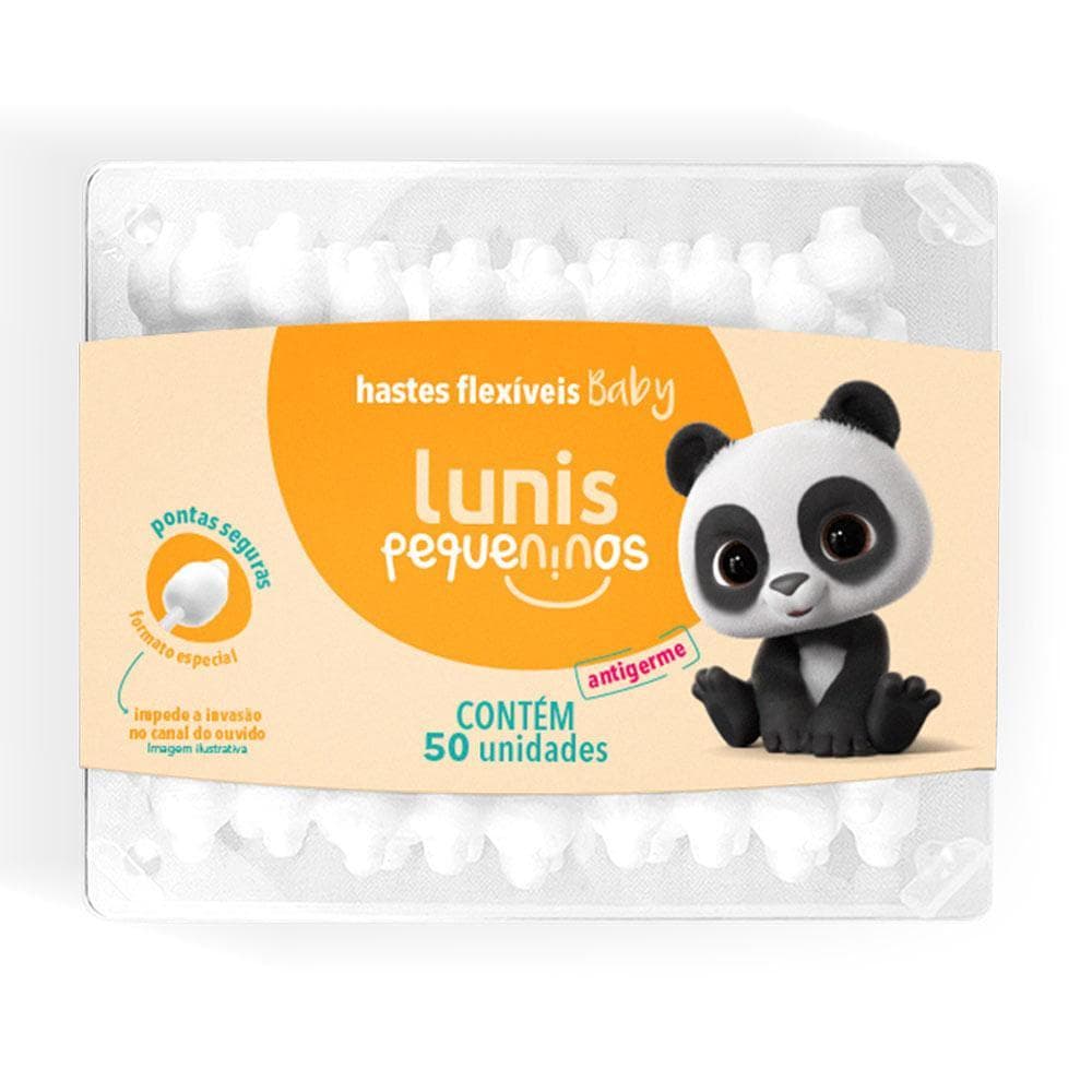 HASTES FLEXIVEIS LUNIS PEQUENINOS POTE COM 50 UNIDADES