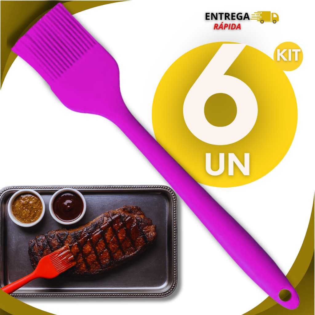 Combo 6 Pincel De Silicone Culinário Resistente ao Calor Para Cozinha Ideal Para Untar Grelhar Flexível